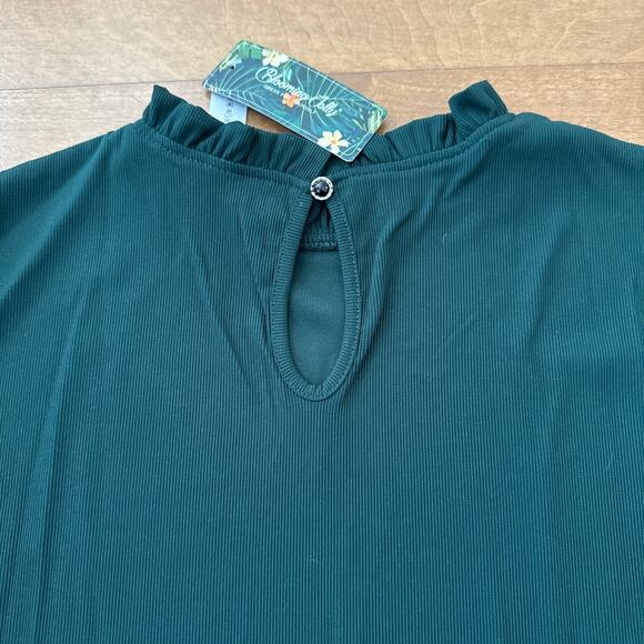 NWT blooming jelly Elegant Polka Dots Mesh Green Long Sleeve Blouse size XL - Picture 10 of 11